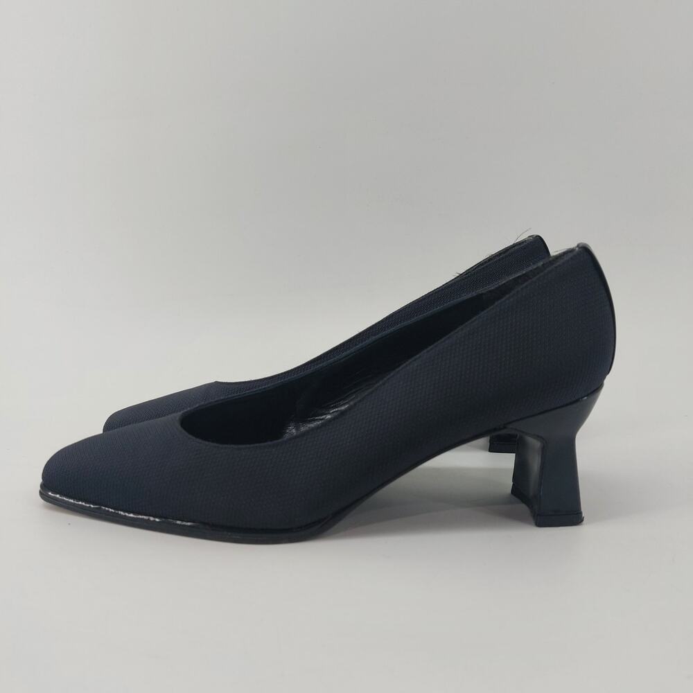 Stuart Weitzman Pumps Womens Size 7B Stuart Fabric Square Black Heels